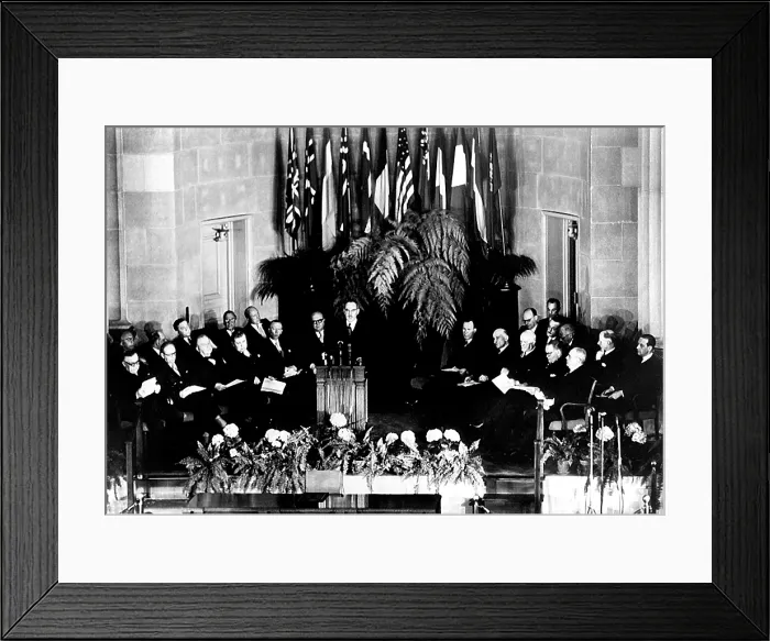 Framed Print : NATO, Secretary of the State Dean Acheson addressing the North Atlantic Treaty signing ceremony in Washington D.C. April, 1949. Courtesy: CSU Archives / Everett Collection Framed Print : NATO, Secretary of the State Dean Acheson addressing the North Atlantic Treaty signing ceremony in Washington D.C. April, 1949. Courtesy: CSU Archives / Everett Collection