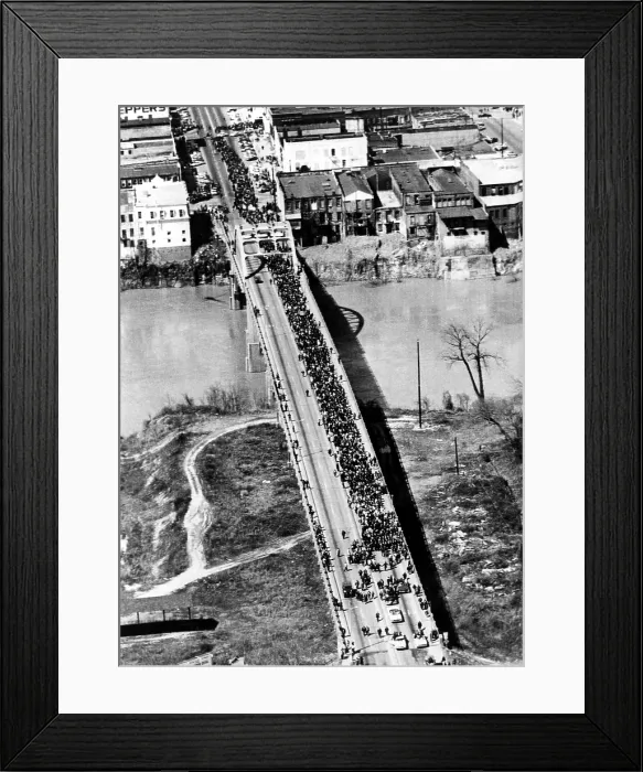 Framed Print : Civil Rights March (Selma to Montgomery March) over Pettus Bridge, Selma, Alabama, 03-21-1965.. Courtesy: CSU Archives  /  Everett Collection