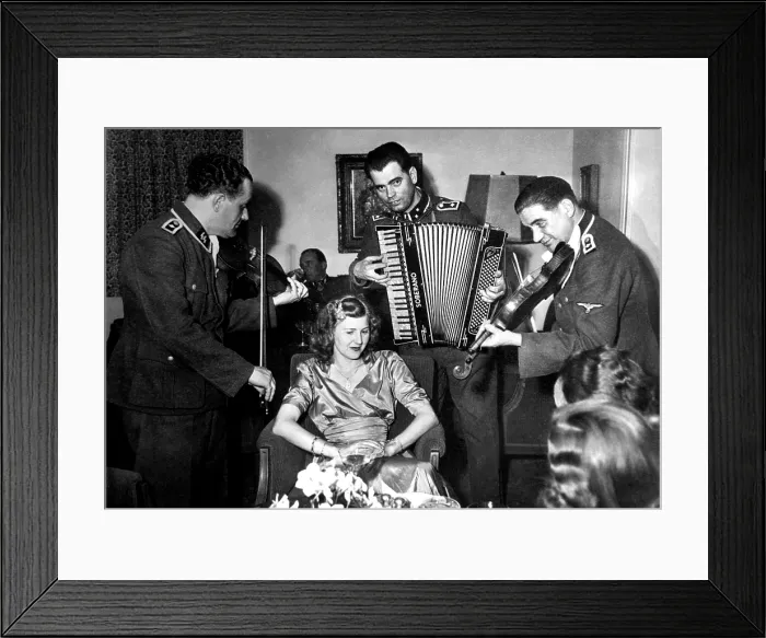 Framed Print : SS musicians play to Eva Braun at her sister's wedding. ca. 1945. Courtesy: CSU Archives / Everett Collection