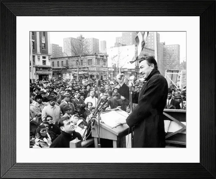 Framed Print : U.S. Representative from New York, Reverend Adam Clayton Powell Jr. giving a speech in Harlem, New York, March 23, 1963. Courtesy: CSU Archives  /  Everett Collection