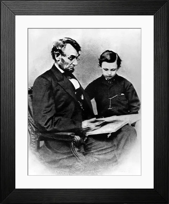 Framed Print : President Abraham Lincoln and son William Wallace Lincoln, early 1860s.. Courtesy: CSU Archives / Everett Collection Framed Print : President Abraham Lincoln and son William Wallace Lincoln, early 1860s.. Courtesy: CSU Archives / Everett Collection