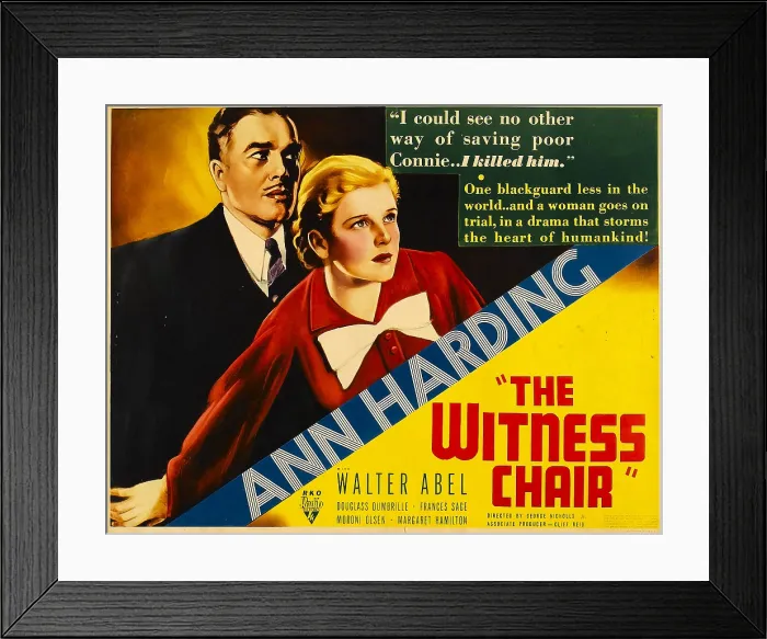 Framed Print : THE WITNESS CHAIR, from left: Walter Abel, Ann Harding, 1936 Framed Print : THE WITNESS CHAIR, from left: Walter Abel, Ann Harding, 1936