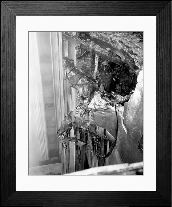 Framed Print : The Empire State Building after a B-25 Bomber accidentally crashed into the 78th story. New York, New York. July 28, 1945. CSU Archives /  Courtesy Everett Collection