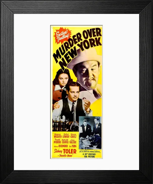 Framed Print : MURDER OVER NEW YORK, top clockwise from left: Marjorie Weaver, Sidney Toler, Robert Lowery, inset from left: Sidney Toler, Ricardo Cortez, 1940