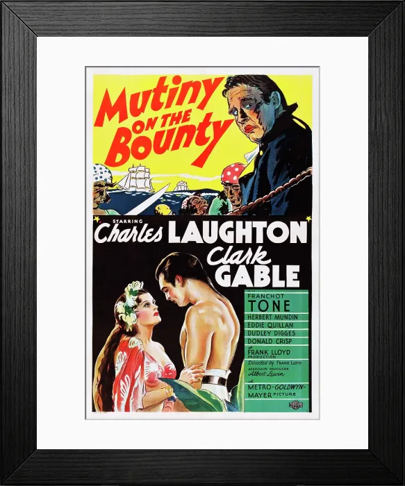 Framed Print : MUTINY ON THE BOUNTY, Movita, Clark Gable, Charles Laughton, 1935