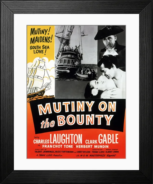Framed Print : MUTINY ON THE BOUNTY, Movita, Clark Gable, Charles Laughton, 1935