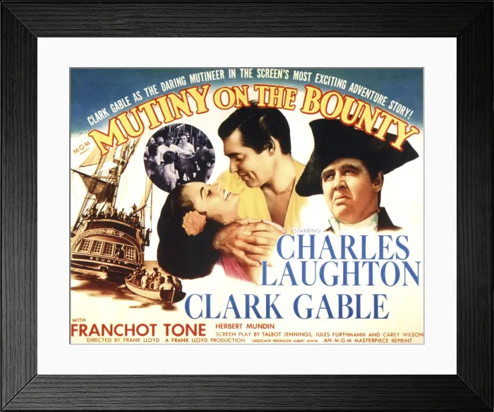 Framed Print : MUTINY ON THE BOUNTY, center from left, Movita, Clark Gable, Charles Laughton, 1935