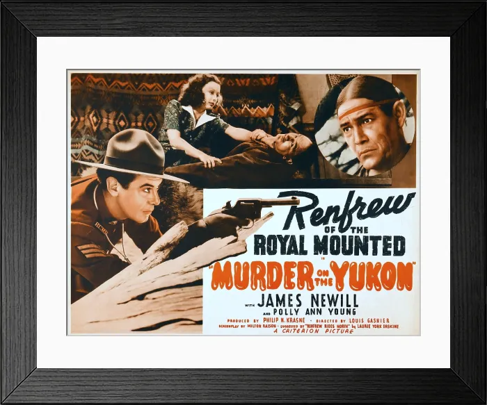 Framed Print : MURDER ON THE YUKON, from left: James Newill, Polly Ann Young, top right: Chief Thundercloud, 1940 Framed Print : MURDER ON THE YUKON, from left: James Newill, Polly Ann Young, top right: Chief Thundercloud, 1940