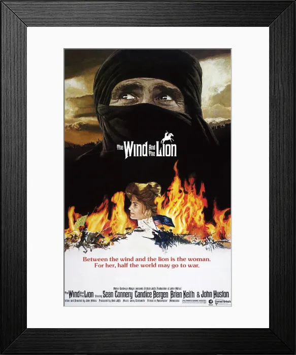 Framed Print : THE WIND AND THE LION, Sean Connery, Candice Bergen, 1975