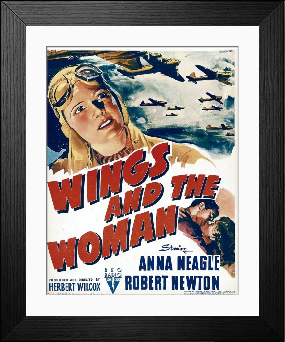 Framed Print : WINGS AND THE WOMAN, top left: Anna Neagle on window card, 1942 Framed Print : WINGS AND THE WOMAN, top left: Anna Neagle on window card, 1942