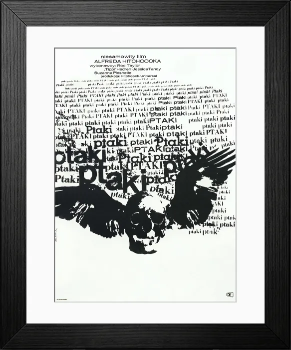 Framed Print : THE BIRDS, (aka PTAKI), Polish poster, 1963 Framed Print : THE BIRDS, (aka PTAKI), Polish poster, 1963