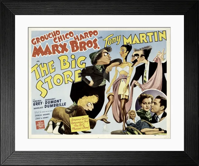 Framed Print : THE BIG STORE, Harpo Marx, Chico Marx, Virginia O'Brien, Groucho Marx [The Marx Brothers], Marion Martin, Virginia Grey, Tony Martin, 1941