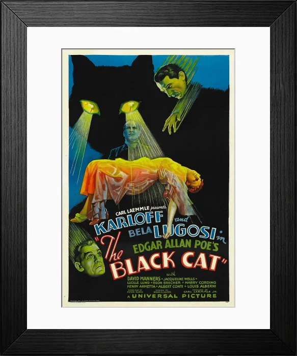 Framed Print : THE BLACK CAT, Boris Karloff, Harry Cording, Jacqueline Wells [Julie Bishop], Bela Lugosi, 1934