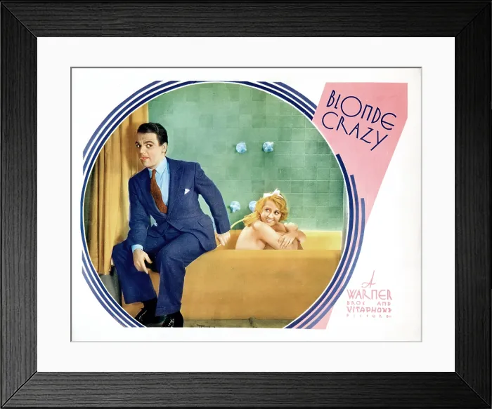 Framed Print : BLONDE CRAZY, US lobbycard, James Cagney, Joan Blondell, 1931