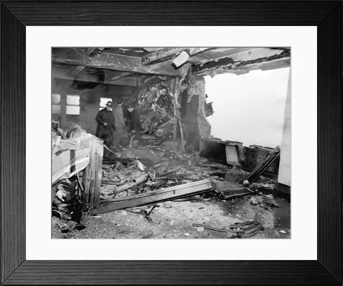 Framed Print : The Empire State Building after a B-25 Bomber accidentally crashed into the 78th story. New York, New York. July 28, 1945. CSU Archives /  Courtesy Everett Collection