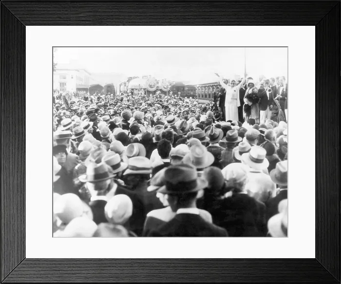 Framed Print : Evangelist Aimee Semple McPherson (far right, standing with raised arms), c. 1930.. Courtesy: CSU Archives  /  Everett Collection