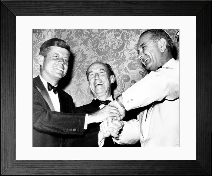 Framed Print : Senator (and future President) John F. Kennedy, Adlai Stevenson, Senate Majority Leader (and future President) Lyndon Johnson, circa 1960