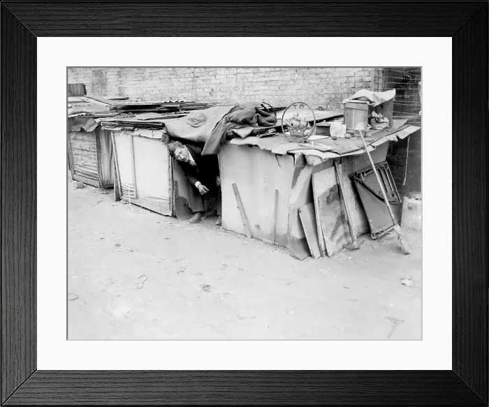 Framed Print : A man living in a shack off Broadway, New York, New York. February 8, 1933. CSU Archives /  Courtesy Everett Collection