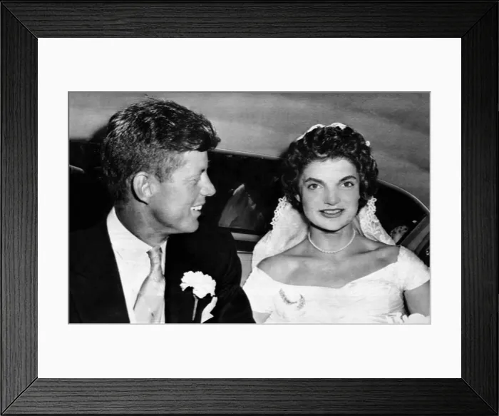 Framed Print : Senator John F. Kennedy, Jacqueline Kennedy, leave St. Mary's Church of Newport after their wedding, September 12, 1953. Courtesy: CSU Archives / Everett Collection