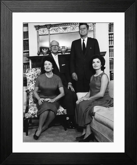 Framed Print : Rose Kennedy, Joseph P. Kennedy, John F. Kennedy, Jacqueline Kennedy, in Hyannisport, Massachusetts after receiving official word that John has been elected President Framed Print : Rose Kennedy, Joseph P. Kennedy, John F. Kennedy, Jacqueline Kennedy, in Hyannisport, Massachusetts after receiving official word that John has been elected President