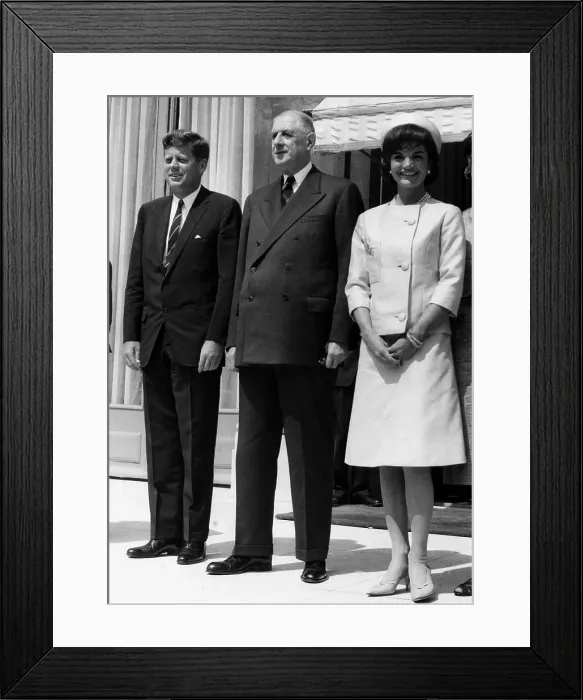 Framed Print : John F. Kennedy, French President Charles de Gaulle, and Jacqueline Kennedy stand on the steps of the Elysee Palace, France. May 31, 1961. CSU Archives / Courtesy Everett Collection Framed Print : John F. Kennedy, French President Charles de Gaulle, and Jacqueline Kennedy stand on the steps of the Elysee Palace, France. May 31, 1961. CSU Archives / Courtesy Everett Collection