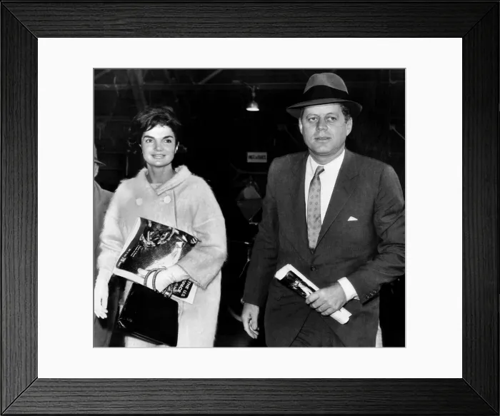 Framed Print : Jacqueline Kennedy and John F. Kennedy, at Maryland Air Force Base waiting for a plane to Palm Beach, Florida. May 11, 1961. Courtesy: CSU Archives / Everett Collection
