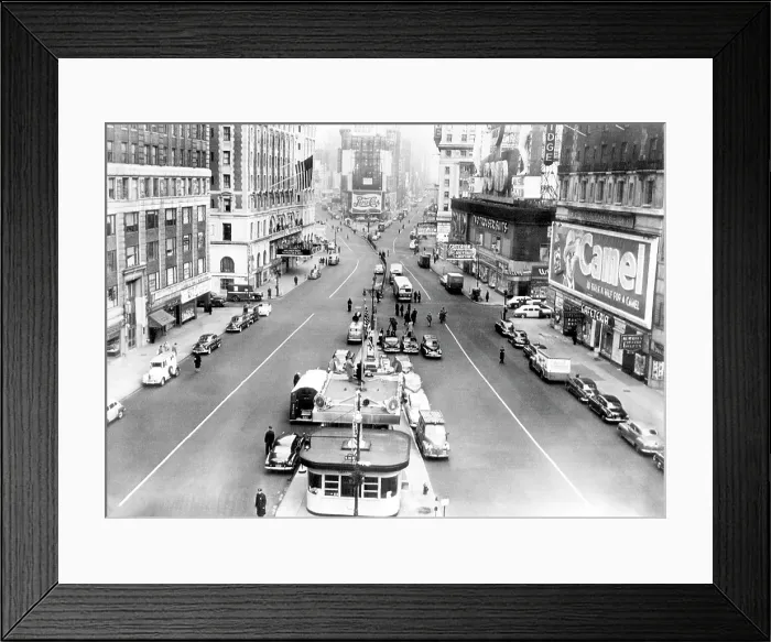 Framed Print : Times Square, looking North with traffic halted for an air raid drill. New York, New York. November 28, 1951. CSU Archives / Courtesy Everett Collection Framed Print : Times Square, looking North with traffic halted for an air raid drill. New York, New York. November 28, 1951. CSU Archives / Courtesy Everett Collection