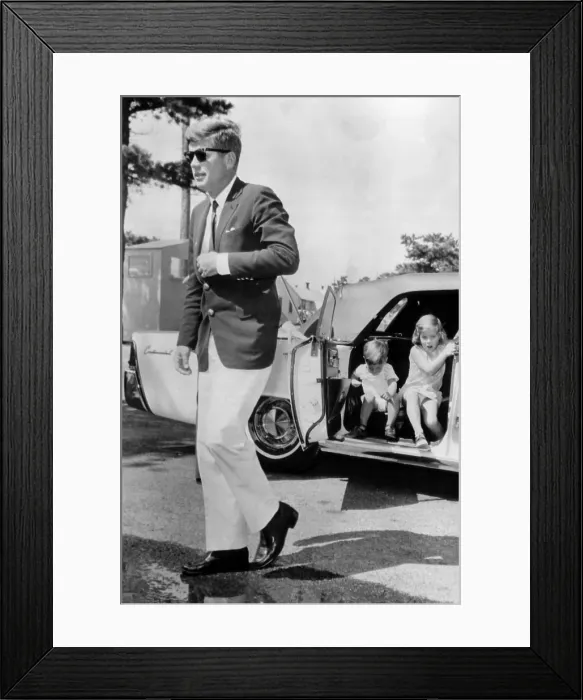 Framed Print : President John F. Kennedy, John F. Kennedy Jr. and Caroline Kennedy, visiting Jacqueline Kennedy in a hospital. August 12, 1963. Courtesy: CSU Archives / Everett Collection