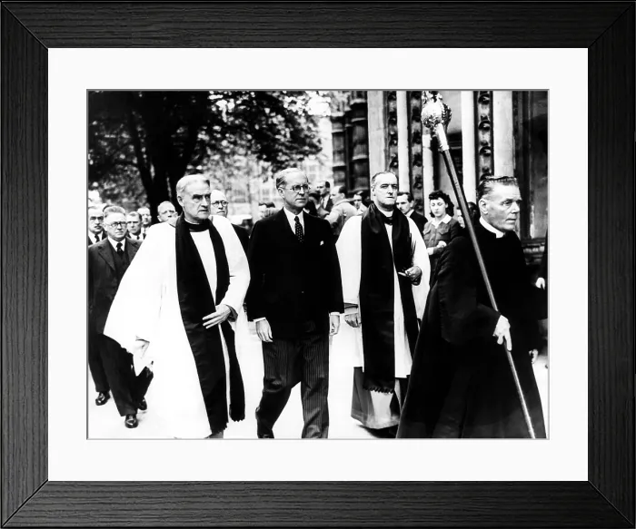 Framed Print : Former Ambassador Joseph P. Kennedy (second from left), in the procession from St