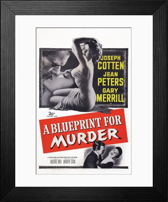 Framed Print : A BLUEPRINT FOR MURDER, US poster art, Joseph Cotten, Jean Peters, 1953, TM and Copyright 20th Century Fox Film Corp. All rights reserved. / courtesy Everett Collection