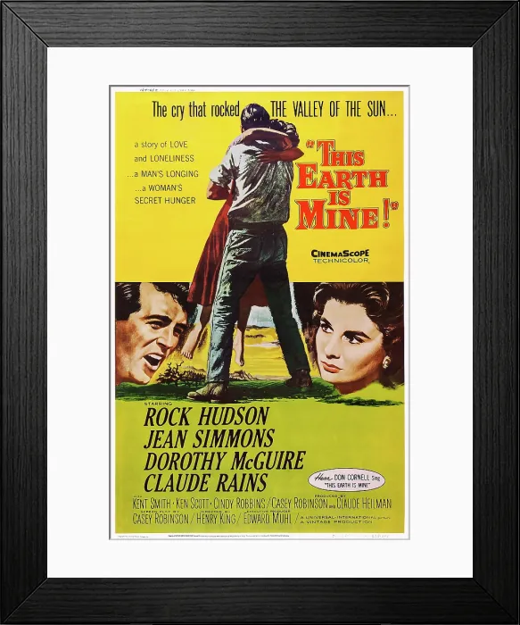 Framed Print : THIS EARTH IS MINE, US poster art, from left: Rock Hudson, Jean Simmons, 1959
