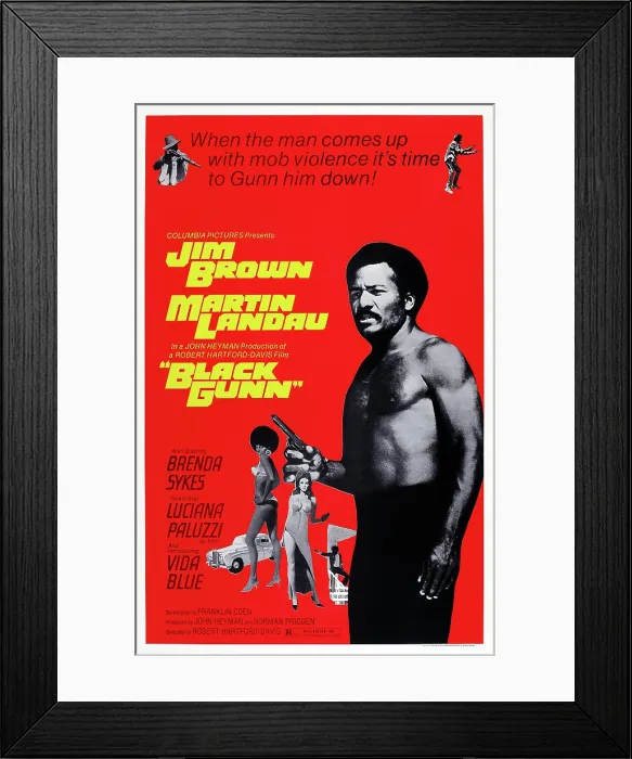 Framed Print : BLACK GUNN, US poster art, Jim Brown, 1972