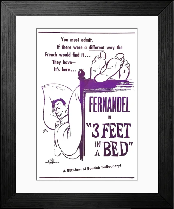 Framed Print : 3 FEET IN A BED, (aka THREE FEET IN A BED, aka CASIMIR), French poster, Fernandel, 1950