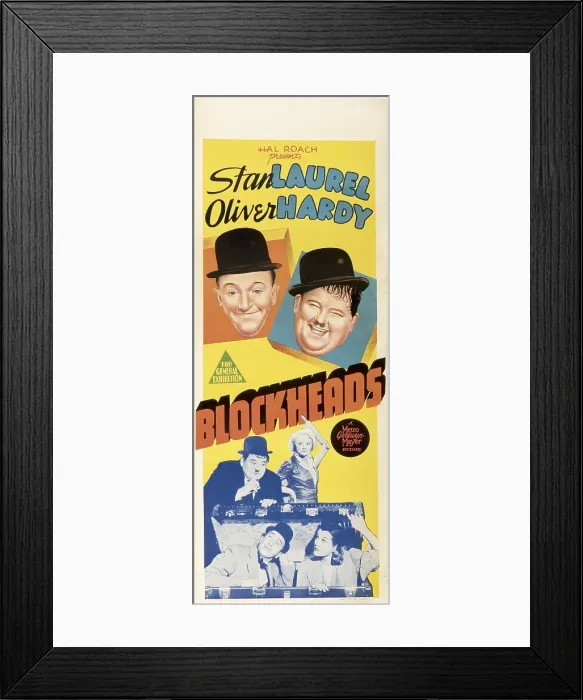 Framed Print : BLOCK-HEADS, top from left: Stan Laurel, Oliver Hardy, bottom clockwise from left: Oliver Hardy, Patricia Ellis, Stan Laurel on Australian daybill, 1938