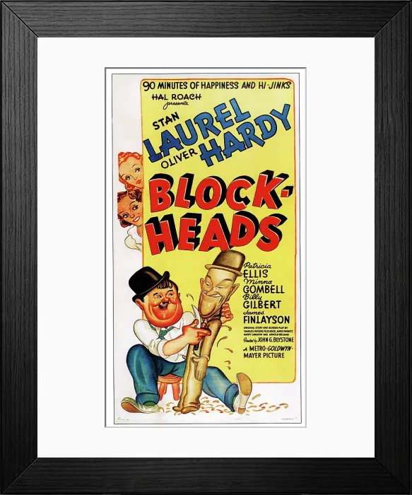 Framed Print : BLOCK-HEADS, bottom from left: Oliver Hardy, Stan Laurel, 1938