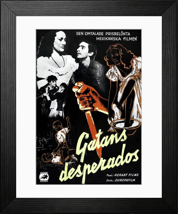 Framed Print : LOS OLVIDADOS, (aka THE YOUNG AND THE DAMNED, aka GATANS DESPERADOS), Estela Inda, Roberto Cobo, (Swedish poster art), 1950