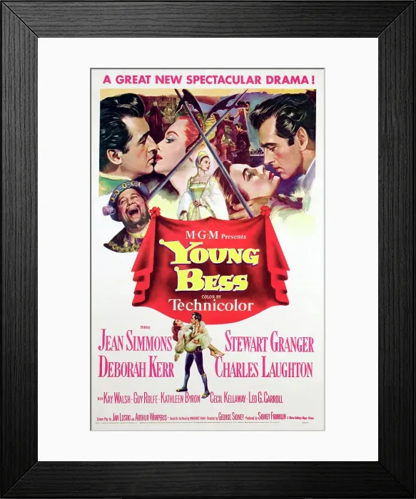 Framed Print : YOUNG BESS, Stewart Granger, Deborah Kerr, Jean Simmons, Charles Laughton, 1953