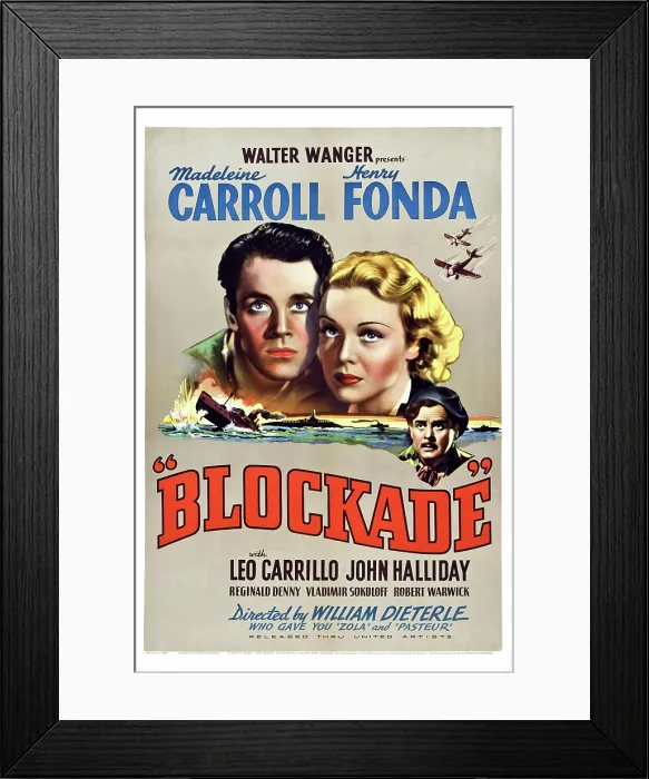 Framed Print : BLOCKADE, from left: Henry Fonda, Madeleine Carroll, lower right: Leo Carrillo, 1938 Framed Print : BLOCKADE, from left: Henry Fonda, Madeleine Carroll, lower right: Leo Carrillo, 1938