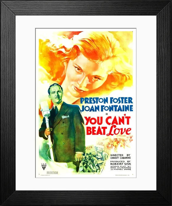Framed Print : YOU CAN'T BEAT LOVE, US poster art, from left: Preston Foster, Joan Fontaine, 1937