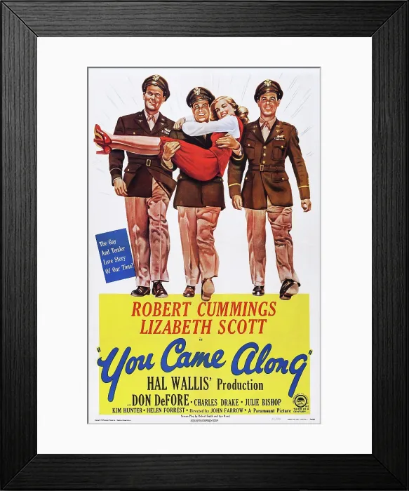 Framed Print : YOU CAME ALONG, US poster art, from left: Charles Drake, Robert Cummings, Lizabeth Scott, Don DeFore, 1945