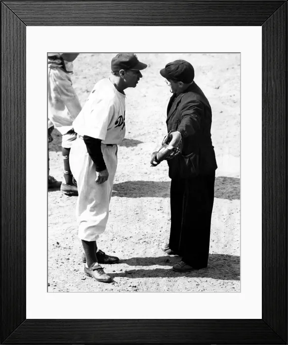 Framed Print : Leo Durocher argues with an umpire at Ebbets Field, 1946. Courtesy: CSU Archives / Everett Collection