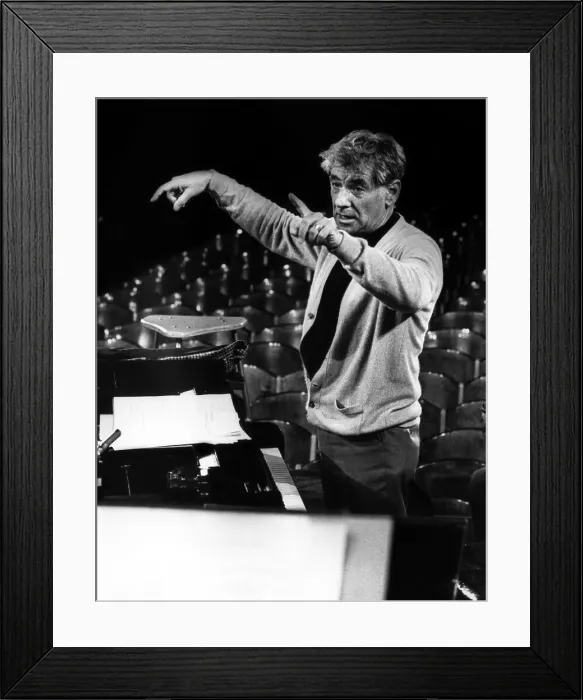 Framed Print : Leonard Bernstein leading rehearsal, 1971. Courtesy: CSU Archives / Everett Collection