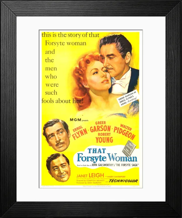 Framed Print : THAT FORSYTE WOMAN, US poster, from top: Errol Flynn, Greer Garson, Walter Pidgeon, Robert Young, 1949