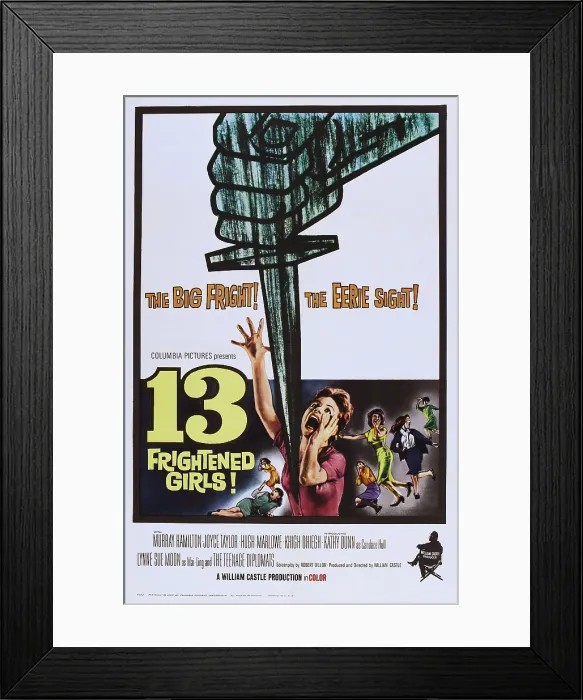 Framed Print : 13 FRIGHTENED GIRLS!, (aka THIRTEEN FRIGHTENED GIRLS), poster art, 1963