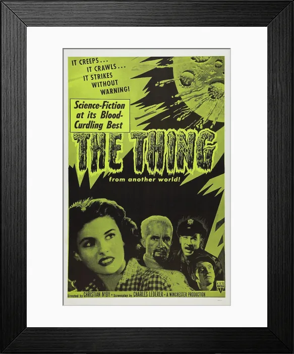 Framed Print : THE THING FROM ANOTHER WORLD, (aka THE THING), US poster art, from left: Margaret Sheridan, Robert Cornthwaite, Kenneth Tobey, 1951