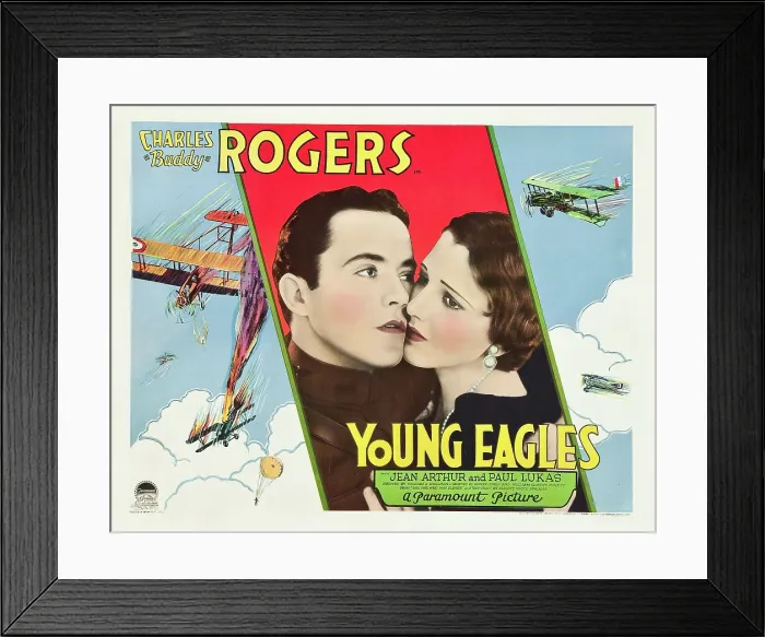 Framed Print : YOUNG EAGLES, US lobbycard, from left: Charles Buddy Rogers, Jean Arthur, 1930