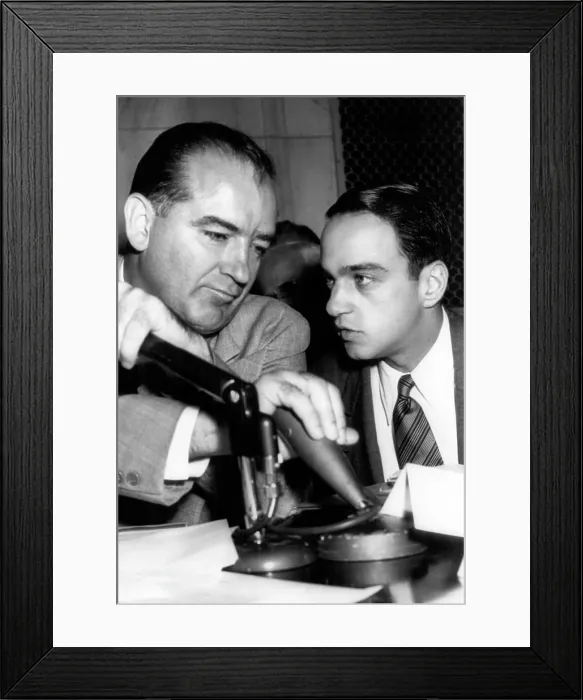 Framed Print : Senator Josephn McCarthy confers with his attorney, Roy Cohn, during the Army-McCarthy hearings, 1954. Courtesy: CSU Archives / Everett Collection