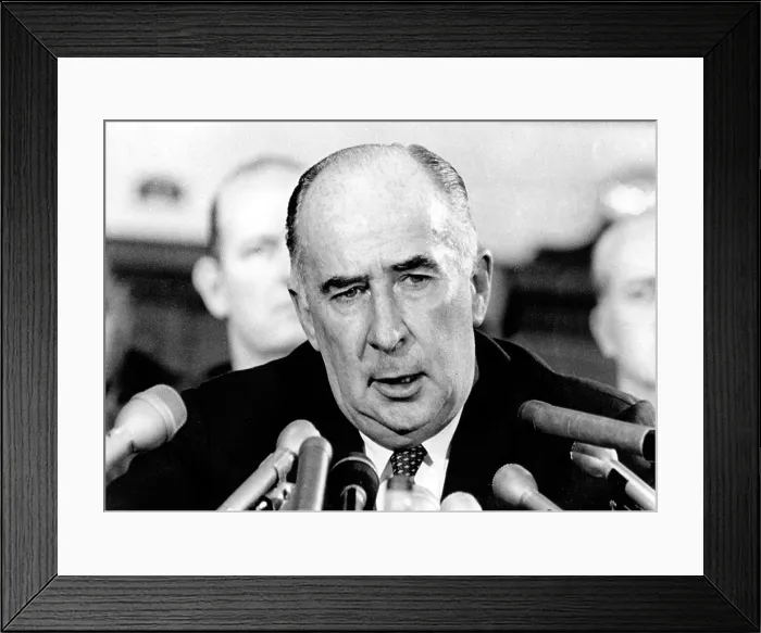 Framed Print : Attorney General John Mitchell at a press conference. October 30, 1970.. Courtesy: CSU Archives  /  Everett Collection