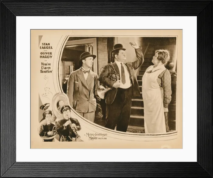 Framed Print : YOU'RE DARN TOOTIN, lobbycard, inset, from left: Stan Laurel, Oliver Hardy, Agnes Steele, bottom, from left: Stan Laurel, Oliver Hardy, 1928 Framed Print : YOU'RE DARN TOOTIN, lobbycard, inset, from left: Stan Laurel, Oliver Hardy, Agnes Steele, bottom, from left: Stan Laurel, Oliver Hardy, 1928