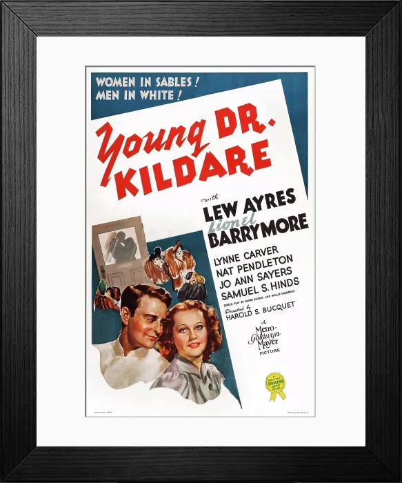 Framed Print : YOUNG DR. KILDARE, (aka YOUNG DOCTOR KILDARE), poster art, l-r: Lew Ayres, Lynne Carver, 1938